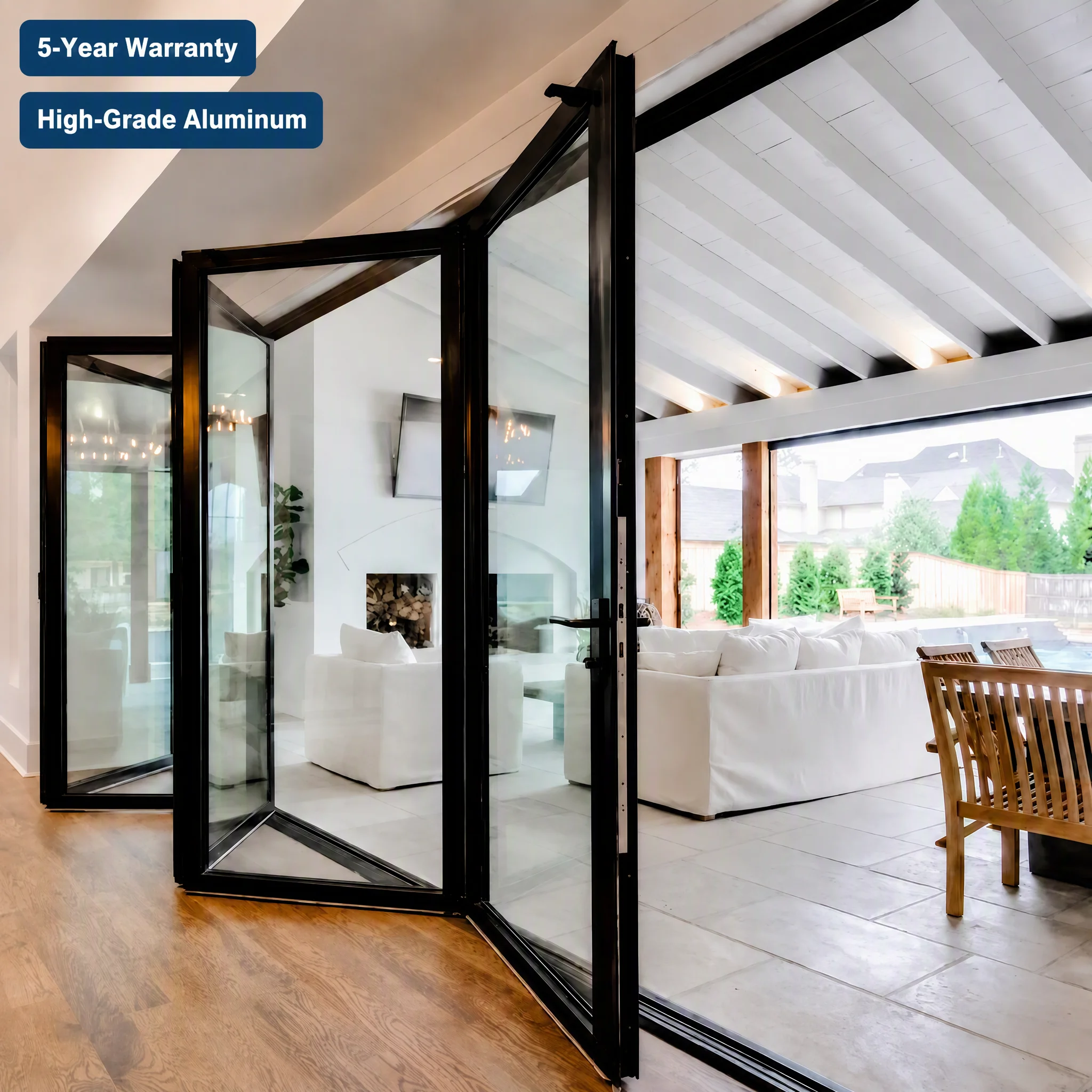 Aluminum Folding Glass Door Heat Insulation Soundproof Outdoor Balcony Entrance Double Glazed Folding Door