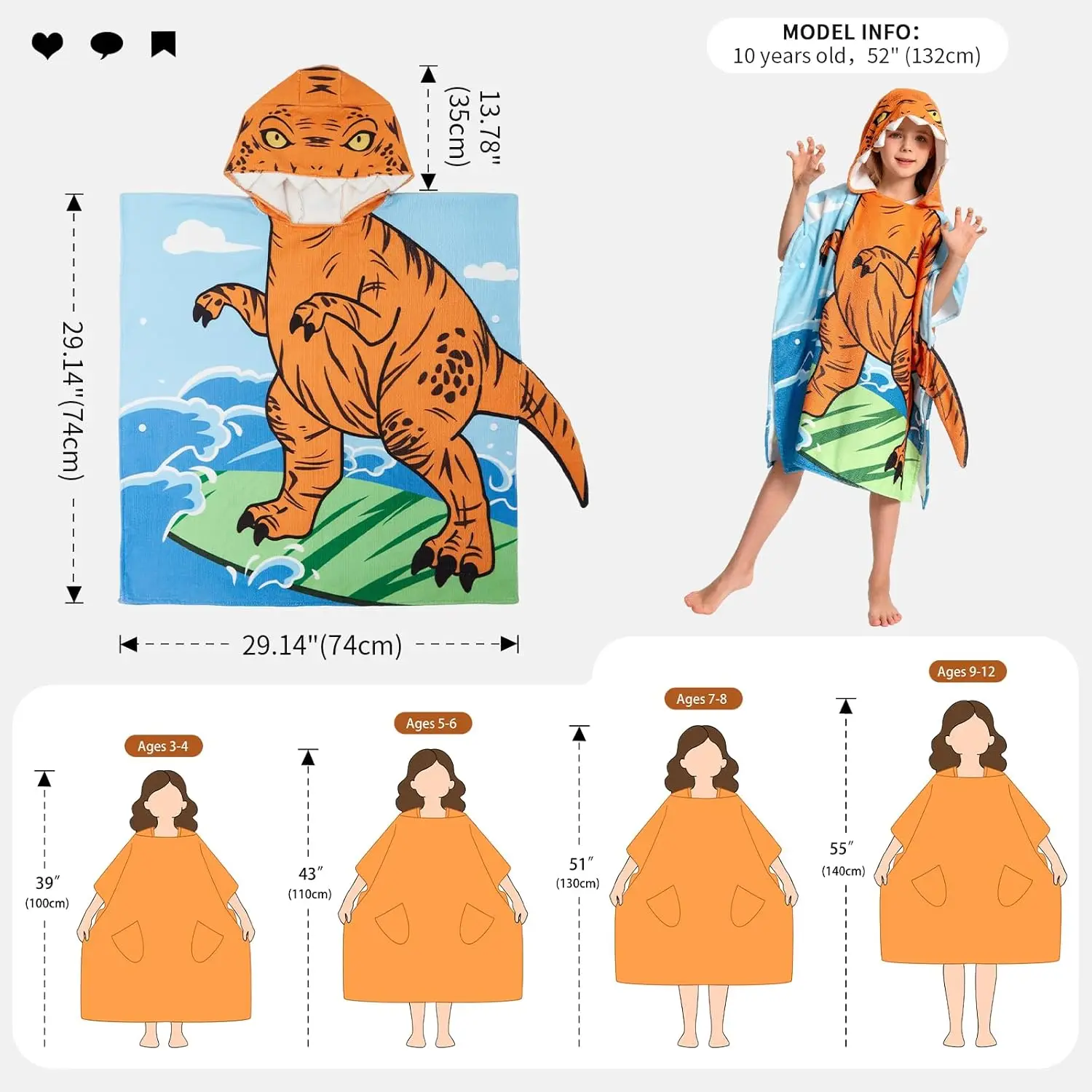 キッズ漫画印刷バスローブ女の子恐竜フード付きビーチタオル男の子バスタオル子供フード付きケープタオル子供バスアイテム