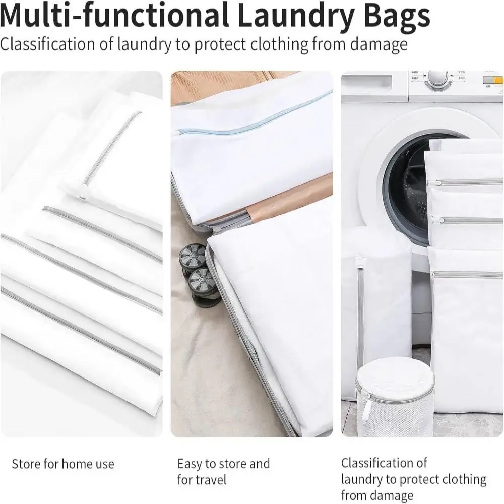 2Pcs White Honeycomb Mesh Laundry Bags For Delicates Net Fabric Durable And Reusable Delicate Wash Bag, Fine Mesh Laundry Bags