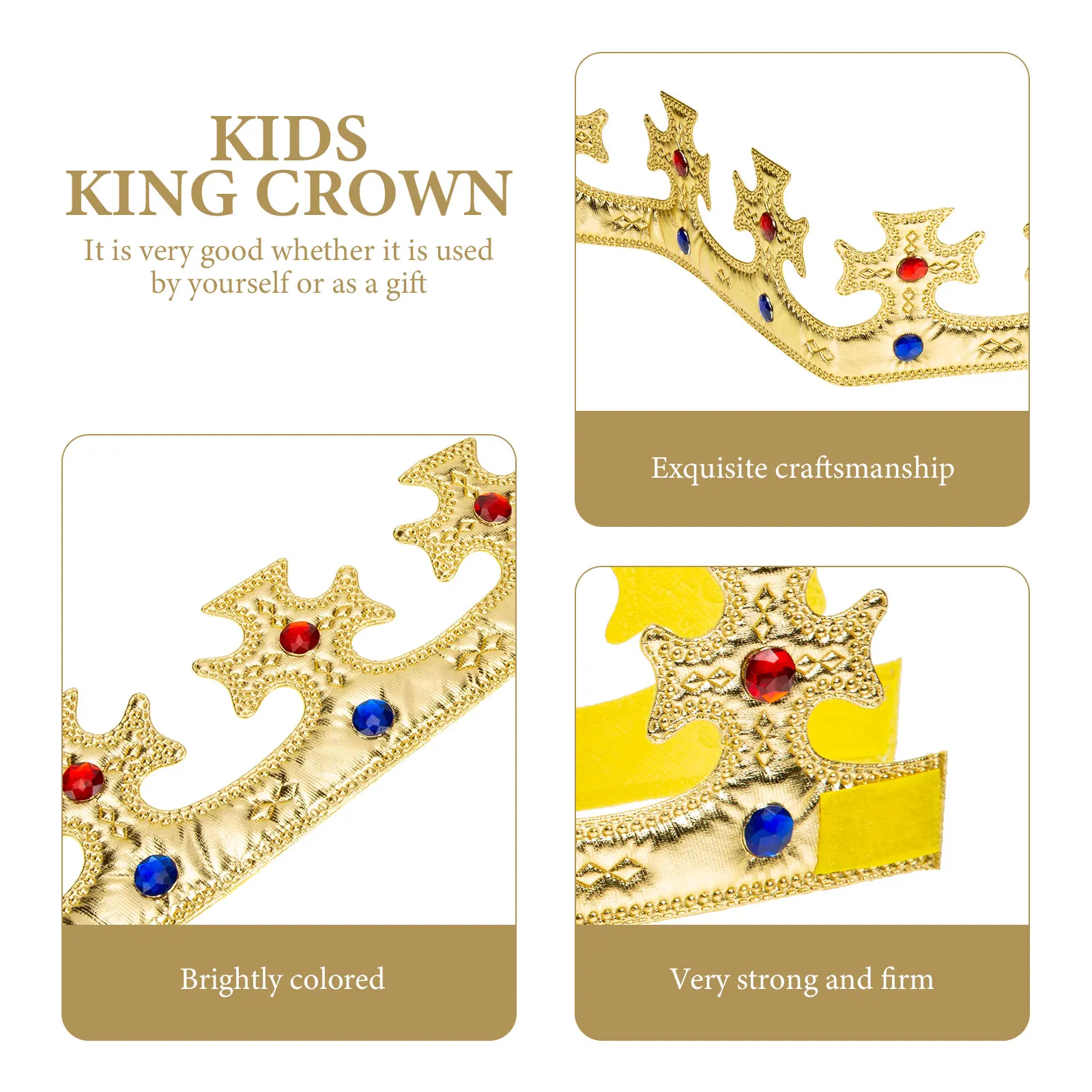 

Prince Crown Kids King Headdress Toddler Accessories Birthday Party Gem Decorated Prom Stage Photo Prop