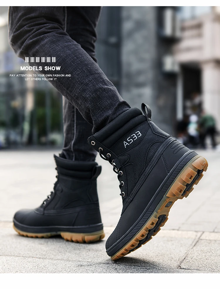 Plus Size 47 Outdoor Men Boots Winter Snow Boots for Men Training Work Boots Waterproof Slip-Resistant Keep Warm Winter Shoes