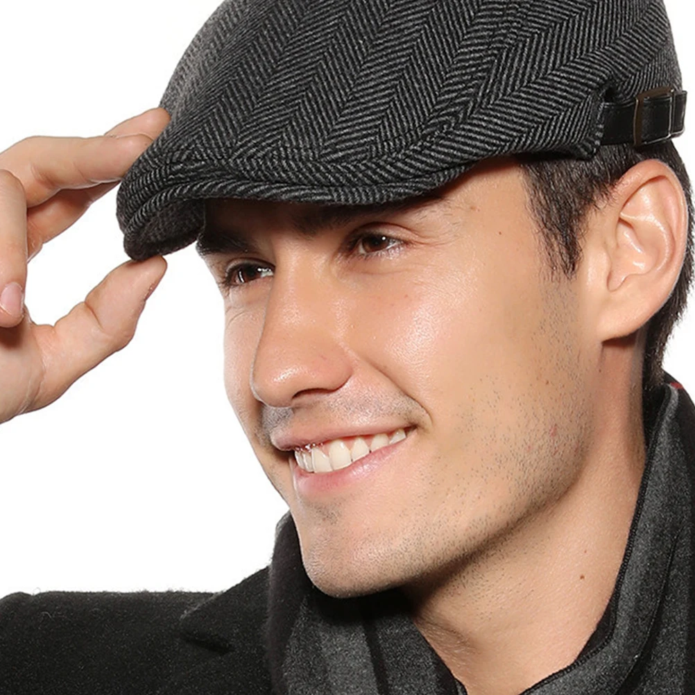 

1pc Beret Peaked Cap Vintage Hats for Men Newsboy Woolen Beanie European Fashion Winter Warm Lightweight