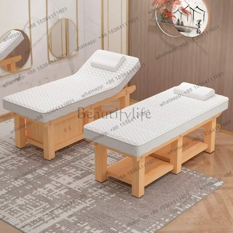 Factory Direct Sales Modern Solid Wood Massage Bed Nordic Beauty Salon Massage Physiotherapy Bed Ear Picking Eyelash Extension S