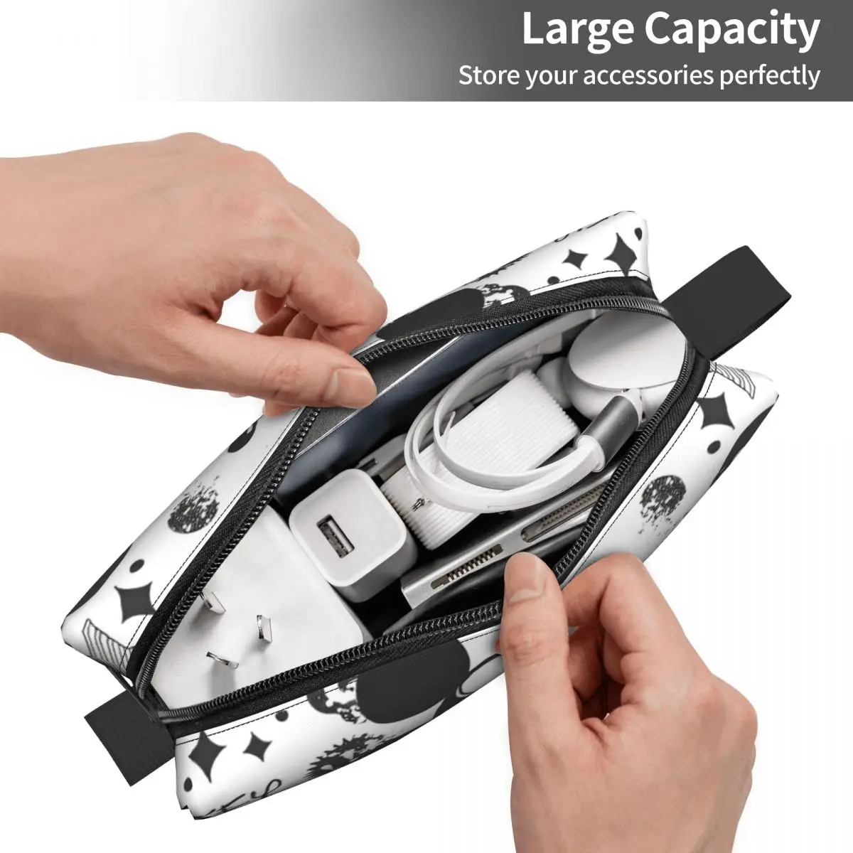 Retro Mickey Minnie การ์ตูนขนาดใหญ่กระเป๋าแต่งหน้าความงามกระเป๋าเดินทางกระเป๋าเครื่องสําอางสําหรับ Unisex