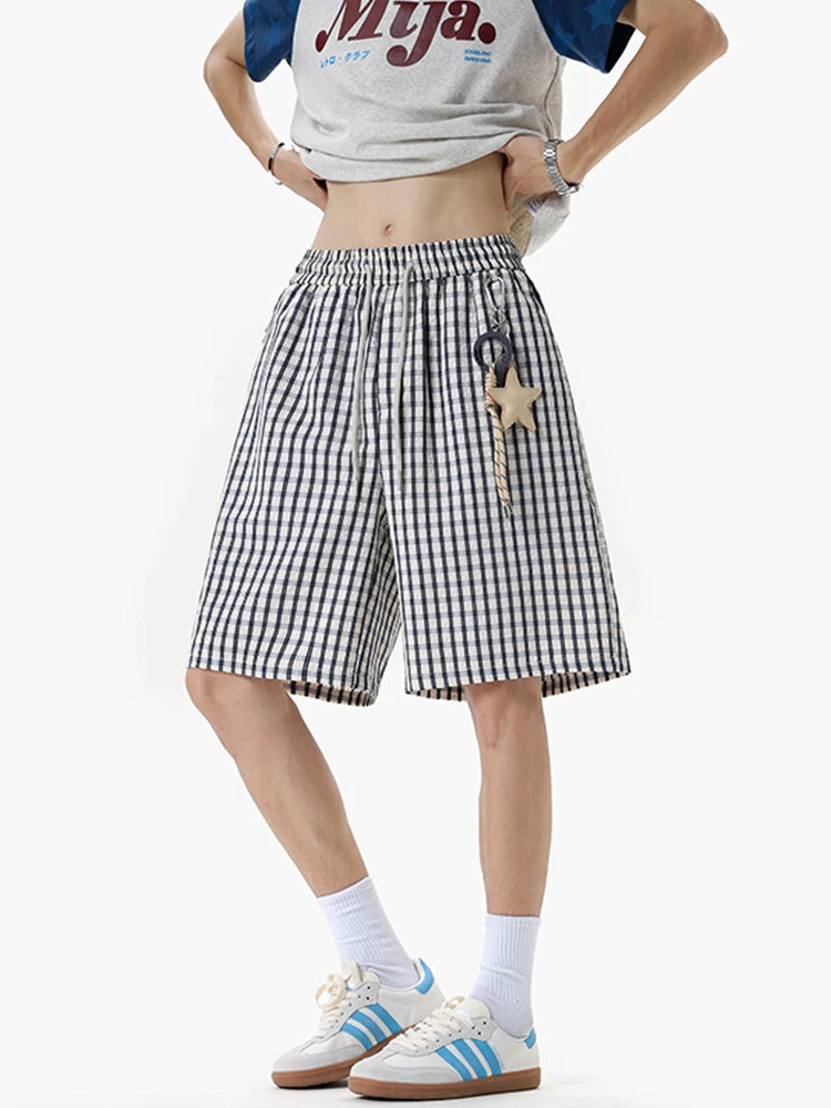 

Летние тонкие брюки из пузырьковой ткани Qui Dry, пятиконечные брюки Lazy Sle Beach orts для мужчин и женщин, клетчатые подвесные украшения ort Pants