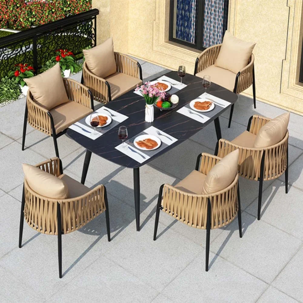 Mesa auxiliar de mimbre para exteriores, muebles de comedor, Patio, estilo europeo, nuevo diseño