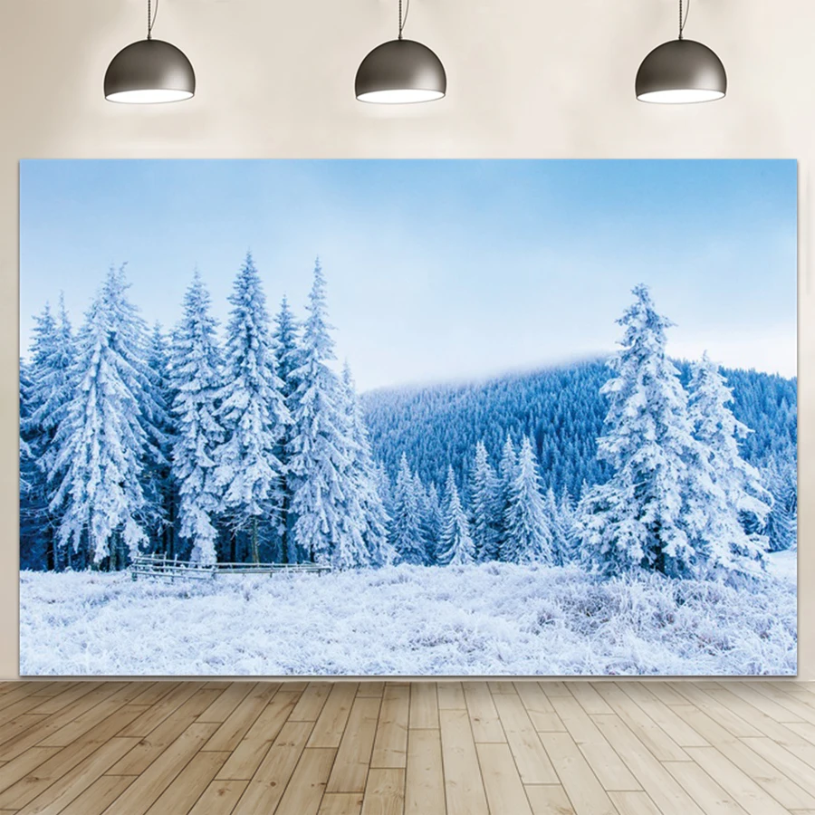 الشتاء الغابات الثلوج التصوير خلفية المناظر الطبيعية شجرة عيد الميلاد ندفة الثلج صورة الطفل خلفية الصورة استوديو الدعائم
