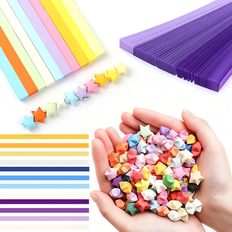 540Sheets/Set Star Origami Paper Double Side Light Rainbow Gradient Lucky Star Festival DIY Art Decorations Party Game Props ZYF