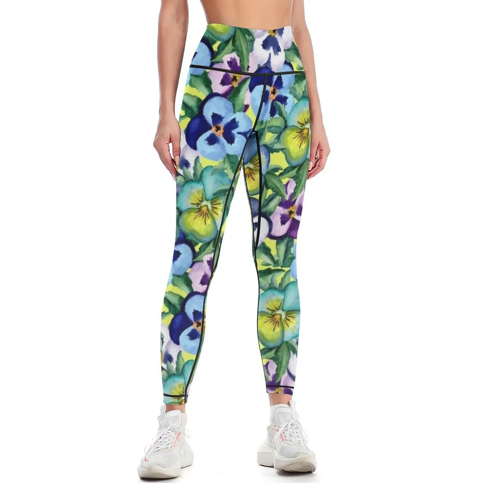 

Pansy pattern Leggings Fitness clothing sport pants push up fitness Womens Leggings