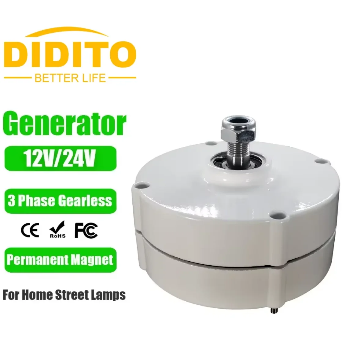 DIDITO New Energy Wind Turbine and Water Turbine With MPPT Controller Low Speed 300W 12V 24V Gearless Permanent Magnet Generator