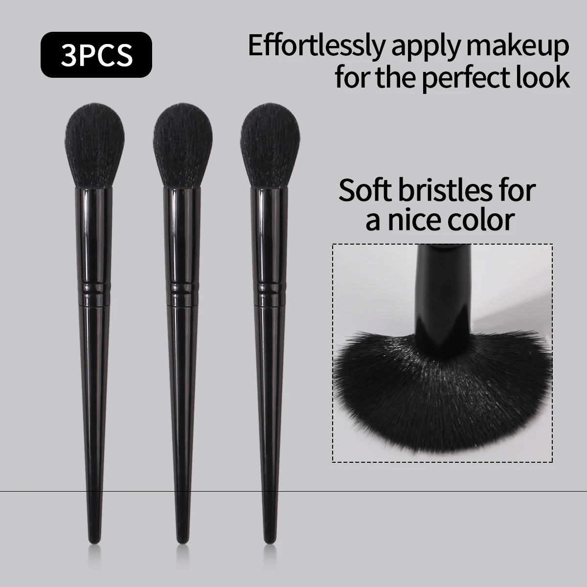 3 pezzi professionale per trucco viso evidenziatore pennello per sfumare manico lungo pennello per fard pennello per correttore strumenti per trucco di bellezza