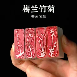 Resin Finished Plum Blossom Orchid Bamboo Stamp Seal For Painting Drawing Art Supplies 1.5x4 cm