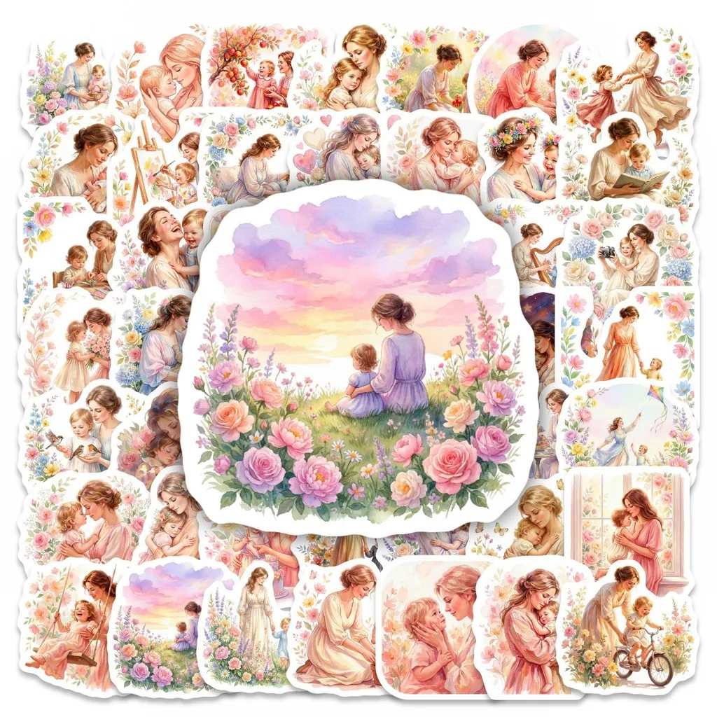 Watercolor Mother's Day Love Theme Stickers, 50 Pcs Floral Decals for Gift Wrapping & DIY Decor RecordingYourLife Store