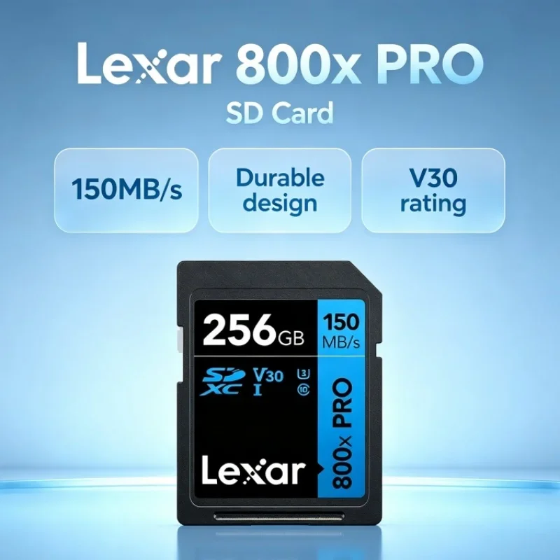 Lexar 800x Pro SD Card UHS-I V30 U3 Class 10 4K 150MB/s Read SDXC 32GB 64GB 128GB 256GB Memory Card for Camera