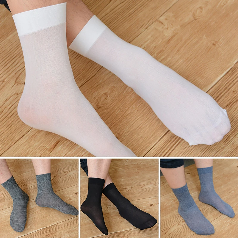 

Men Silk Cotton Socks Business Solid Color Ankle Socks Short Socks Anklet Breathable Absorbs Sweat Soft Summer Middle Tube