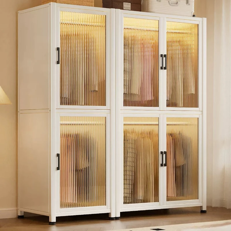 F*-Steel Reed Polycarbonate Sun Panel Wardrobe, Vertical Texture Closet, Moisture Proof Full