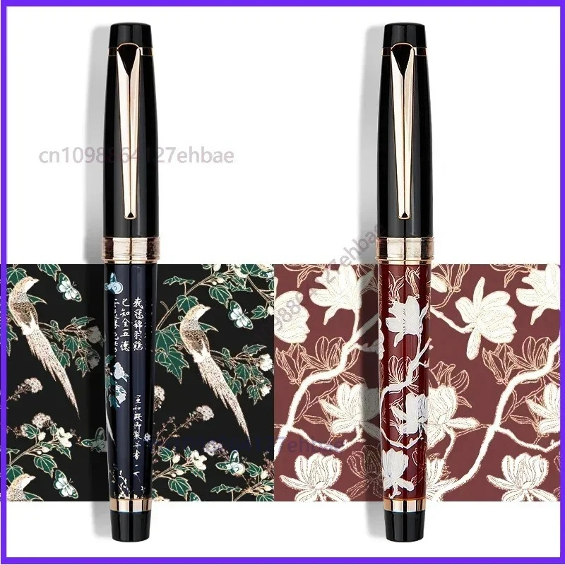 for-hongdian-1837-metal-fountain-pen-hand-drawn-blue-magpie-iridium-ef-bent-nib-ink-pen-excellent-writing-gift-for-business