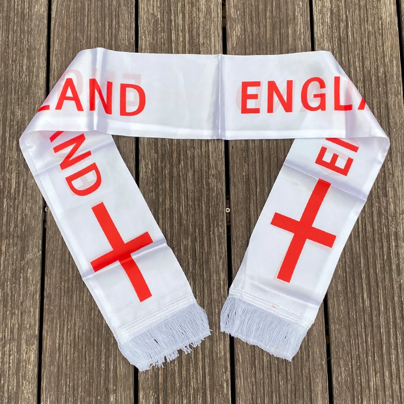 xvggdg  14x130cm  National Team Football Fans Scarf   England Tassel Flags Scarf Party Commemorative Souvenir