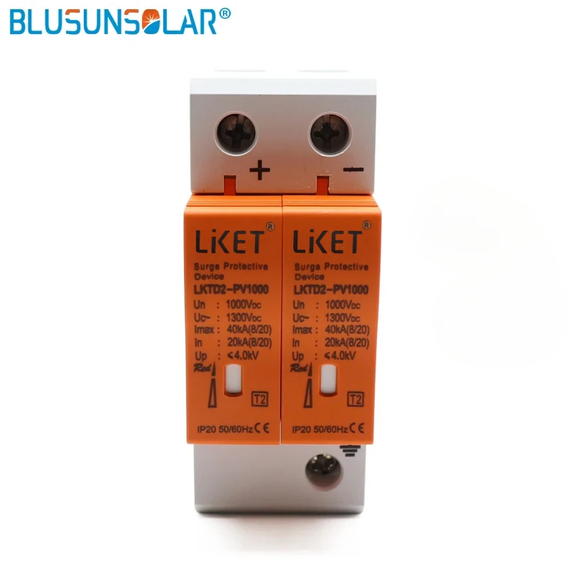 

LIKTE1pc CE Approved 2P DC 1000V SPD 20-40kA DC Surge Suppressors/ DC Surge Protector for Solar System Protection Solar