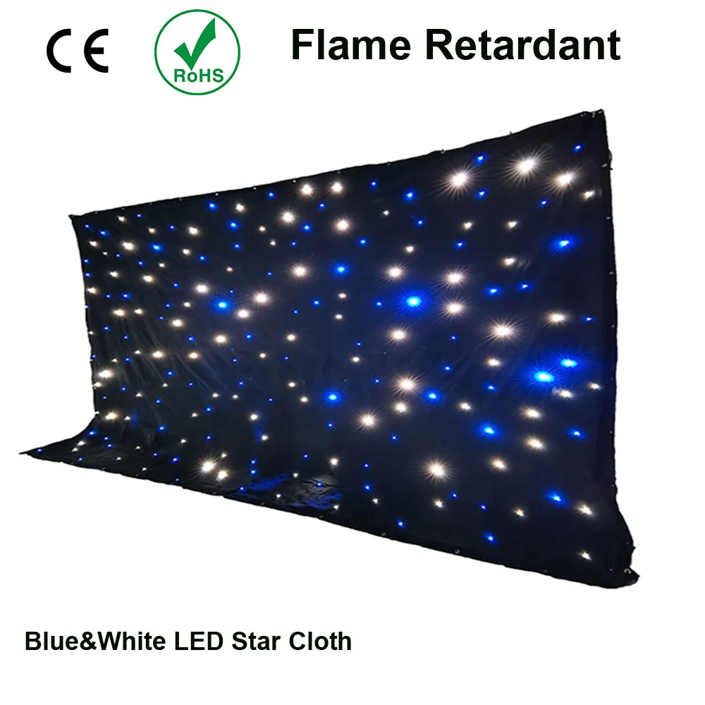 Customize 4Mx10M Blue White LED Backdrop Star Cloth Starry Sky Curtain DMX512 Control For Stage Pub DJ Wedding
