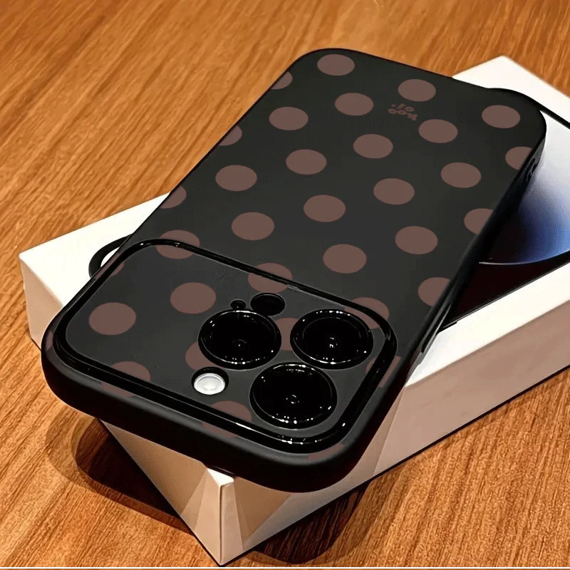 Koreanische Polka-Dot-Silikon-Handyhülle für iPhone 17 Pro Max 17 16 Pro Max 15 13 12 14 11 Pro Max mit Linsenschutz und Kameraabdeckung