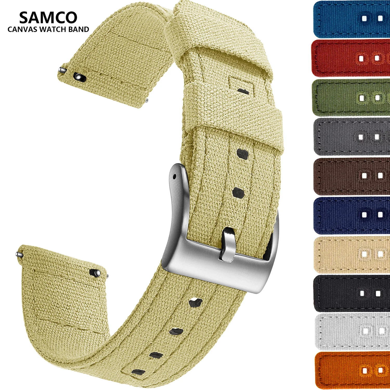 SAMCO-Pulseira de relógio de lona para homens e mulheres, alças de substituição, liberação rápida, 20mm, 22mm