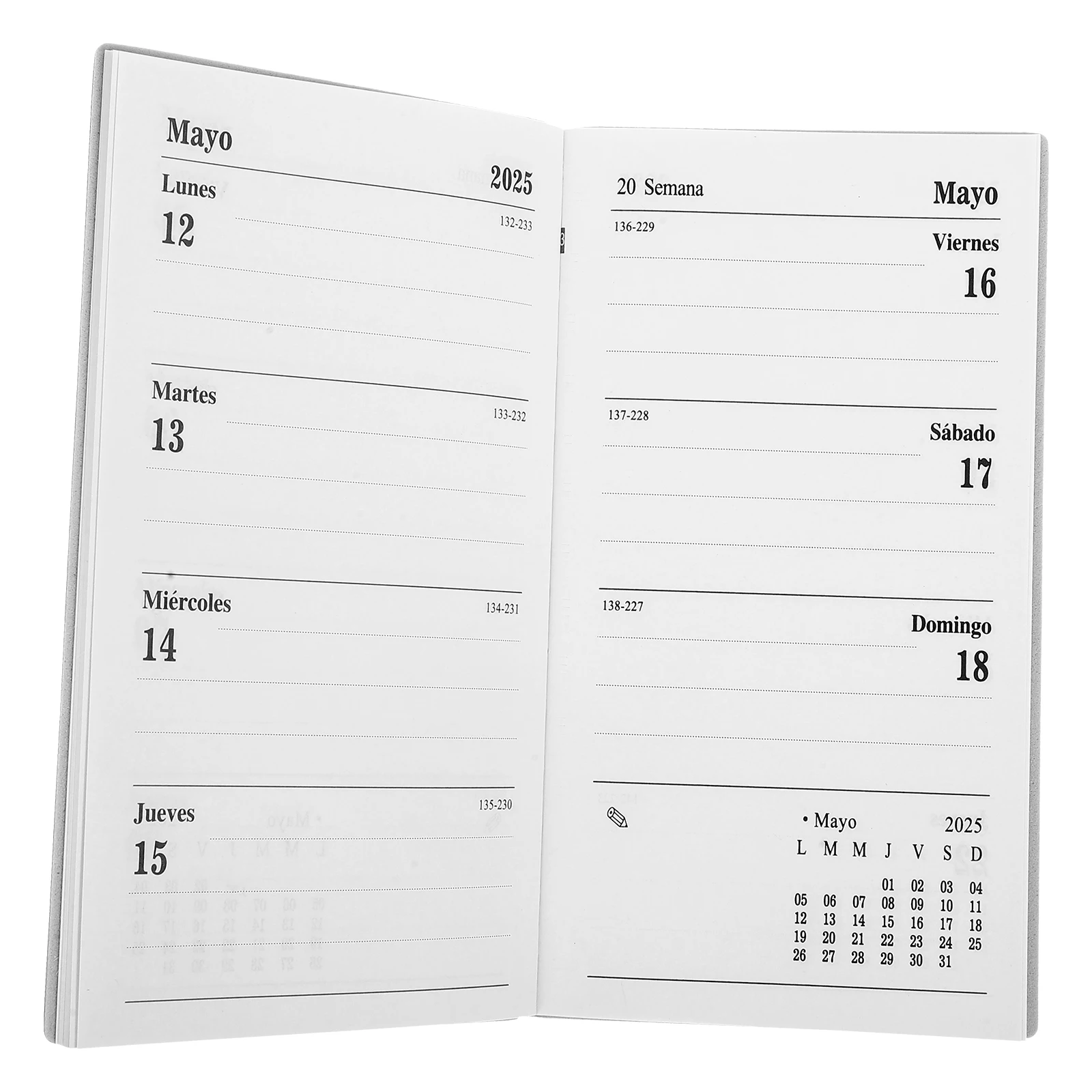 

Spanish Schedule Notepad 2025 A6 Planner Monthly Weekly Daily Use PU Cover Office School Desk Calendar Notebook Thick