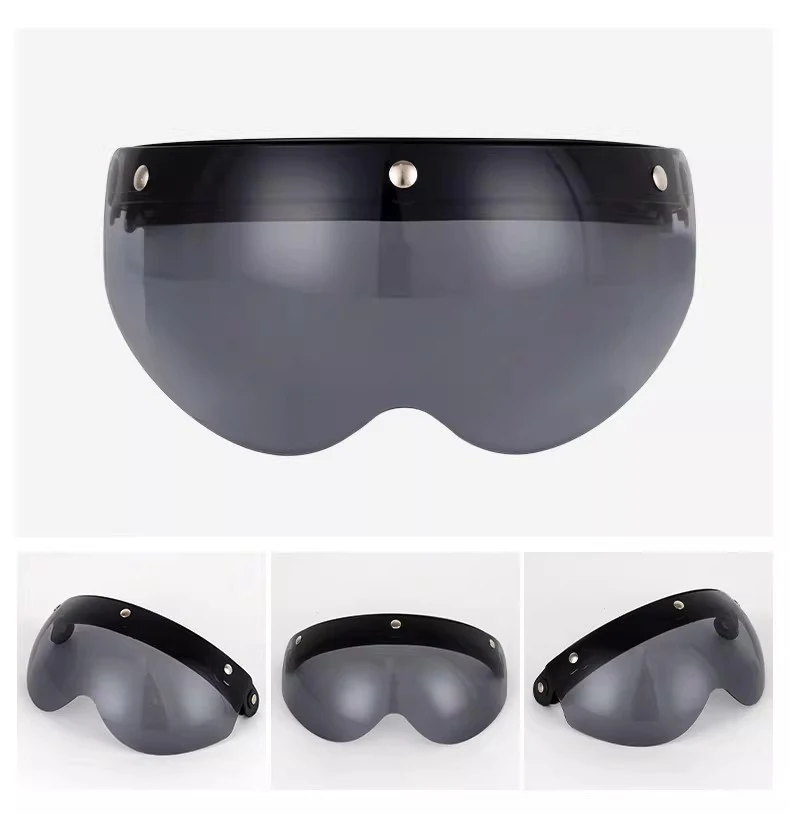 Universelles 3-Schnapp-Visier für Motorrad-Halbschalenhelme, Windschutz, hochklappbare Linse, Sonnenbrille, Halbschalenhelm-Visier, Windschutz – Detail 8