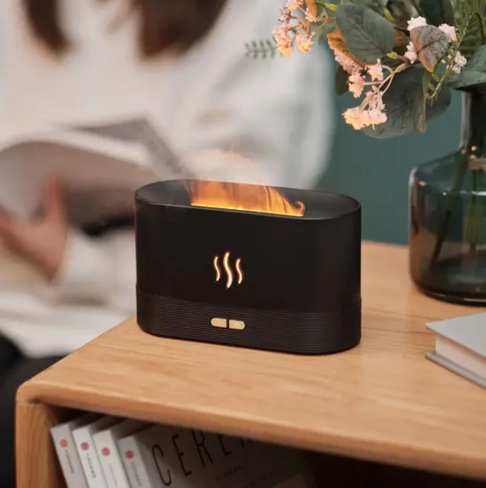 Simulated Flame Humidifier, Clear Flame Smoke Effect, Essential Oil Diffuser, Ambient Night Light for Home Office Decor & Gifts