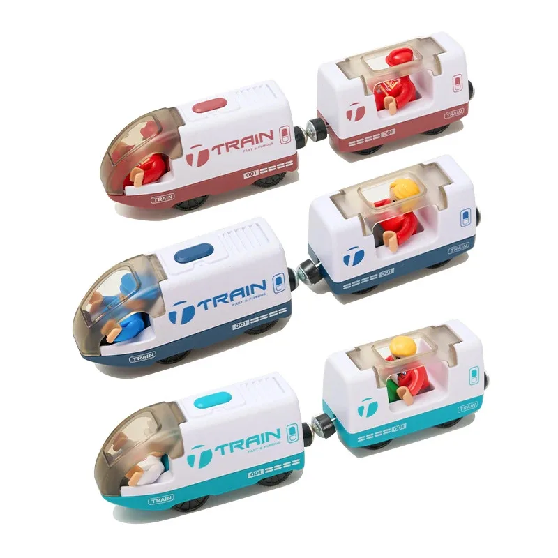 

TEMIKIDS Toys for Boys Children's Electric Train 2 Section Magnetic Linkage Charging Set Compatible Car Toy Wood Track Harmony T