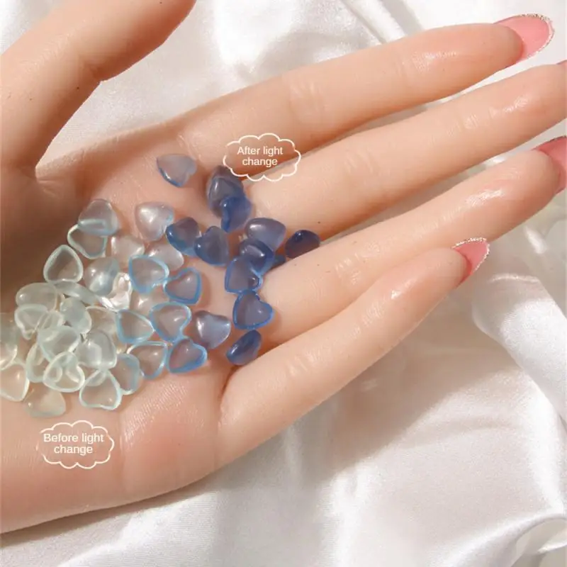 Lichte Kleur Hars Hart Sieraden Verse 3d Nail Art Decoraties Nageldecoratie Hars Liefde Snuisterijen Kleur Veranderende Strass