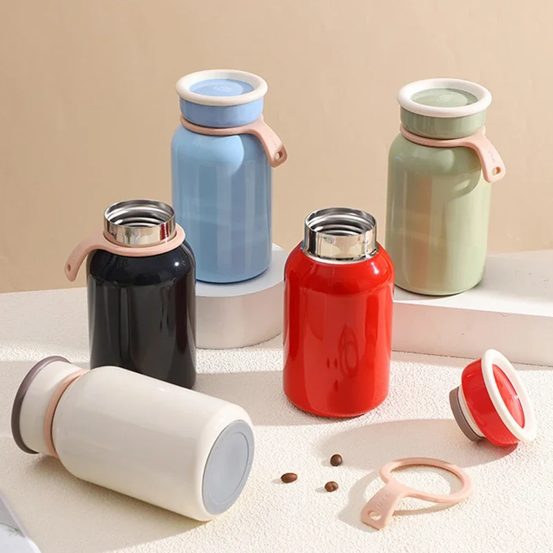 Mini 300/400ml Stainless Steel Insulated Water Bottle Portable Leak Proof Thermos Cup with Lid Travel Mug for Milk Juice Coffee