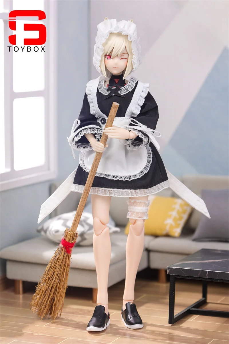 1/12 feminino soldado manga comprida traje de empregada avental de renda jk vestido uniforme roupas para 6 Polegada figma figuras de ação corpo