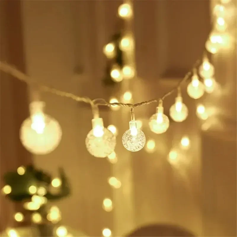 LED Bubble Ball String Lights USB/Battery Operated Indoor Fairy Light for Wedding Holidays New Year 2026 Decorations10/20/40LED