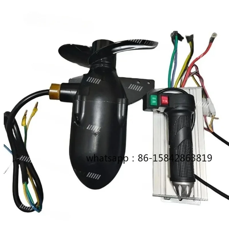 12-72V Marine Underwater Propeller Rubber Boat Electric Outboard Motor Brushless Motor Waterproof Motor with Controller Handle