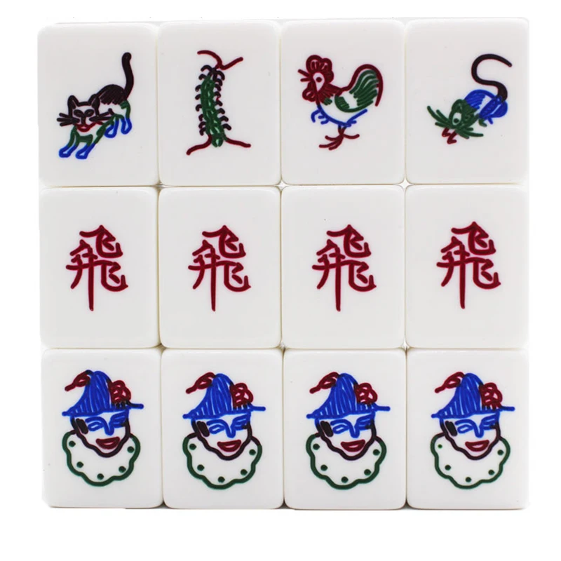 Hot Crystal Mahjong Tiles Singapore Version with Four Animals FlyingHead Mahjong Tiles Acrylic Mahjong 36mm 37mm Play Game