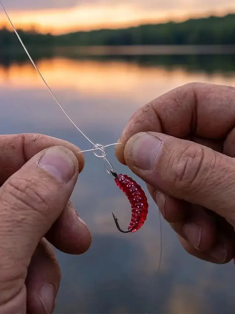 50-200 Stück rote bionische Maden-Weichköder mit Haken, künstlicher Köder für Barsch, Forelle, Süßwasser, Salzwasser, Angelzubehör