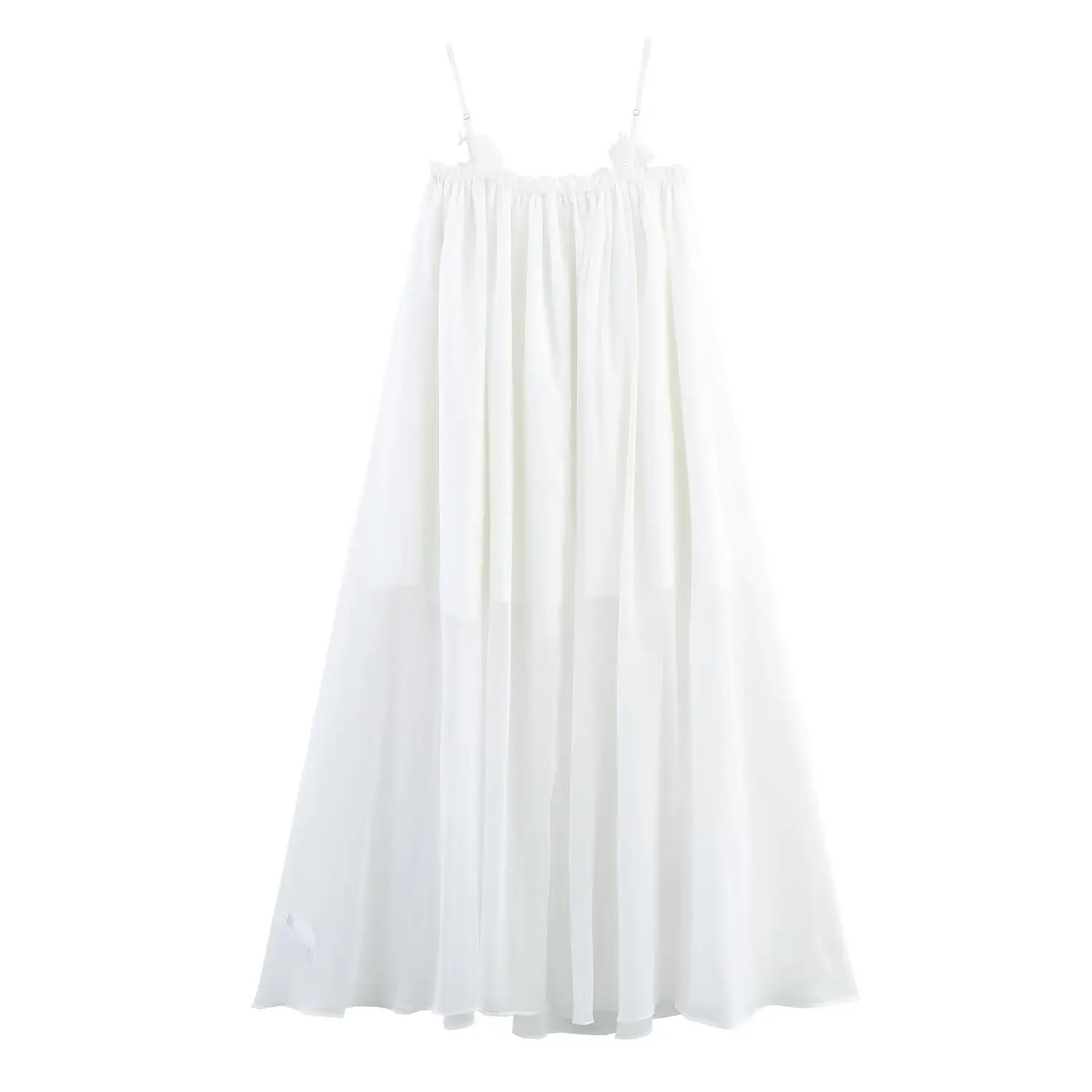 ZBZA Spring New Women's Sexy Pure Desire Floral Decoration Strap Dr Ele High Waist Svel Midi Skirt Zipper Closure