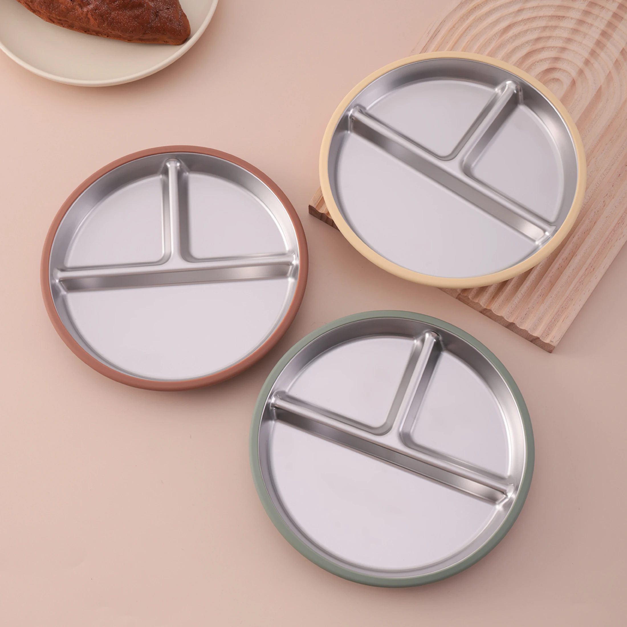 1PCS Stainless Steel Plate Detachable Suction Feeding Bowl For Baby  BPA Free Silicone Dishes Tableware Baby Newborn Items