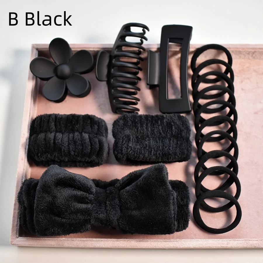 16pcs/set Women\'s multi-colored soft bow headband Hair claw combination set Holiday gift All kinds of life scenes suitable for v