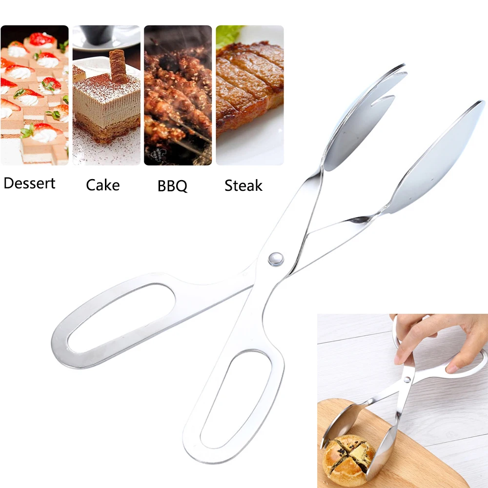 

8/10 Inch Food Serving Tongs For Bread Barbecue Salad Food Clip Stainless Steel Scissors Grilling Tong Steak Clamp Cooking Tools