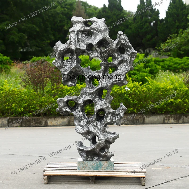A74Outdoor landscape large Taihu stone floor sculpture hotel fiberglass decorative ornament