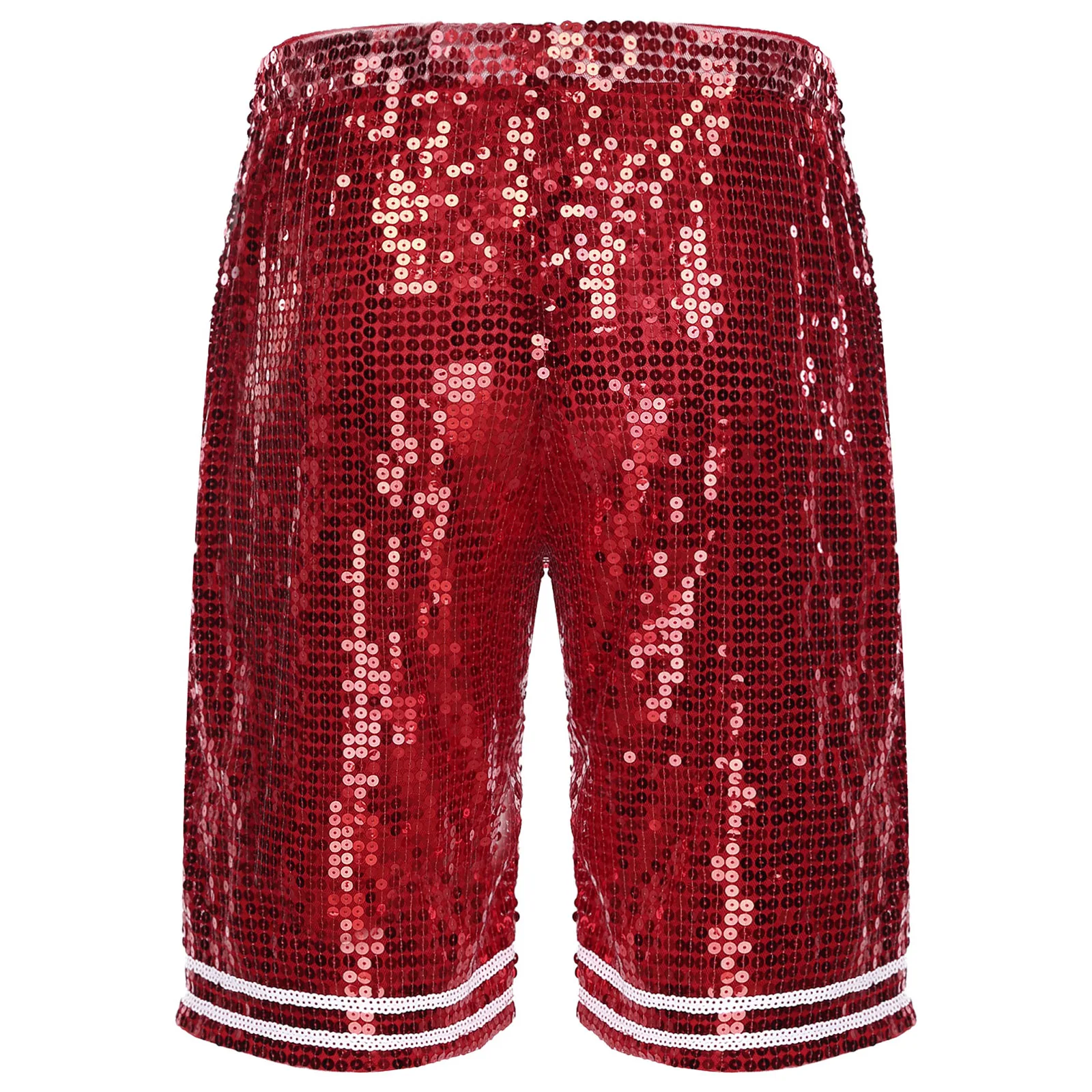 Mens Elastic Waistband Shiny Sequins Shorts Jazz Hip-Hop Dance Performance Costume Birthday Party Raves Club Stage Performance