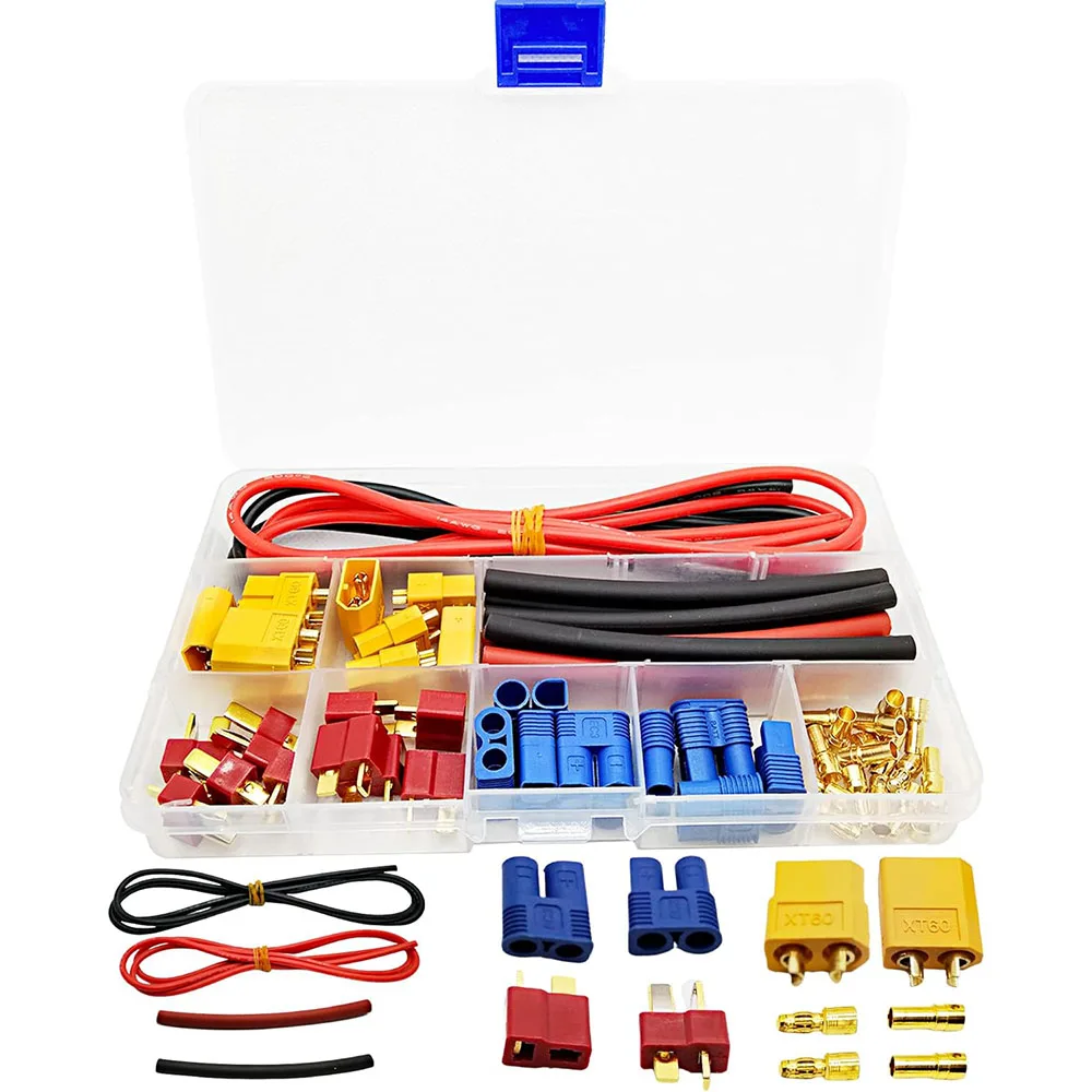 Raflot T-Plug XT60 EC3 Male and Female Adapter Connectors with Heat Shrink Tube and 14AWG Silicone Wire for RC Lipo Battery