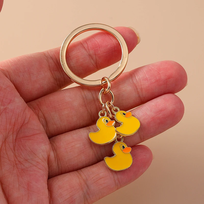 Aihua Cute Enamel Animal Duck Keychain Chicken Key Ring Pendant for Key Holder Women Girls Handbag Decor Handmade Jewelry Gift view 3