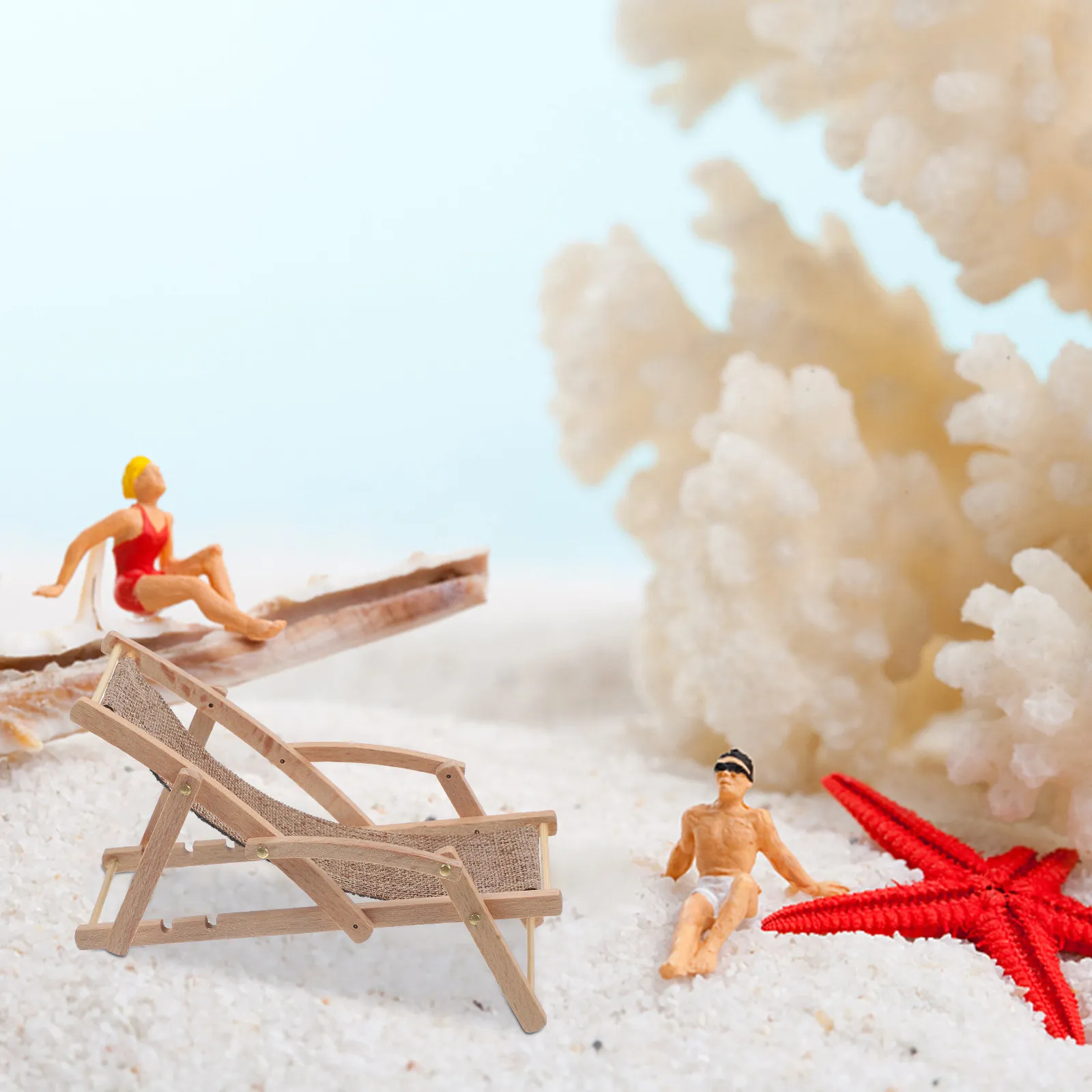 Miniature Beach Chair Small Foldable Micro Landscape Chair Mini House Decoration Creative Gift for Kids Mini Furniture Ornament