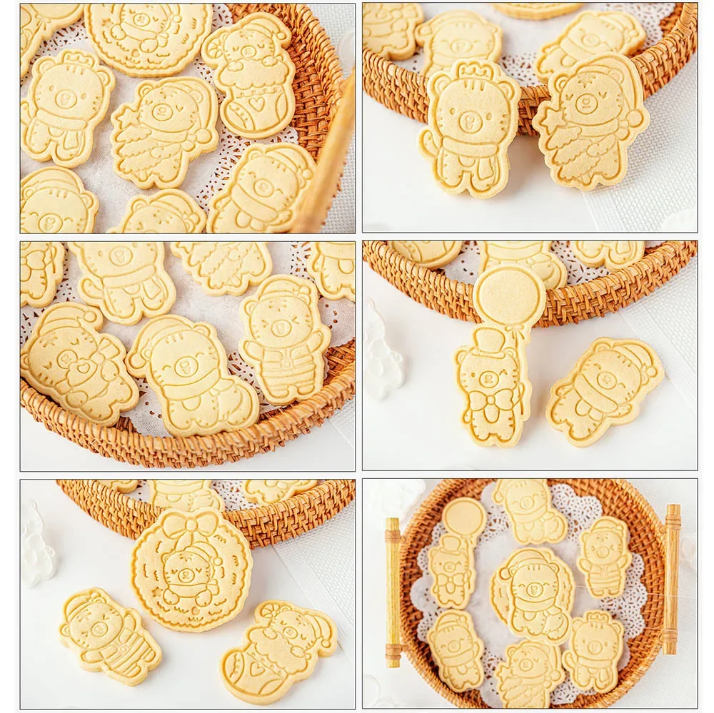 Cartoon Cute Tiger Cookie Plunger Cutters Fondant Cake Mold Biscuit Sugarcraft Cake Decorating Tools