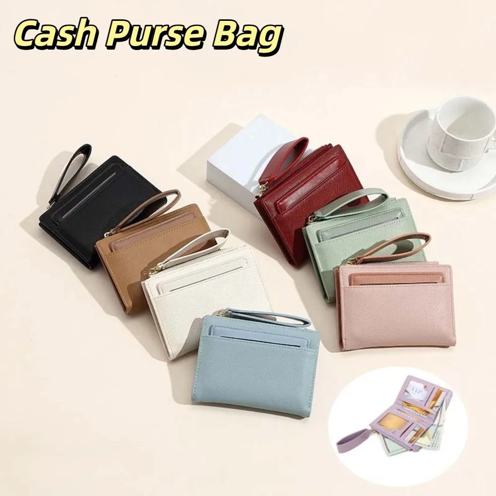 Light Luxury Pocket Purse Wallet Multifunction PU Leather Cash Purse Bag Foldable Card Holder Two-fold Short Wallets Women Men