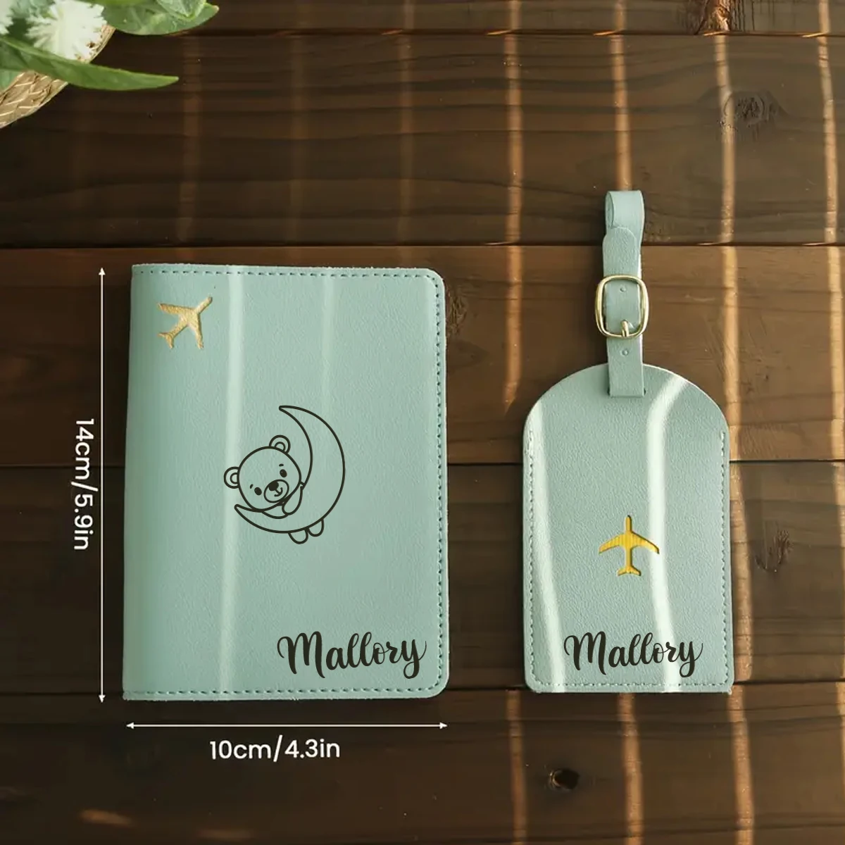 

1pc Custom Name Passport Holder and Luggage Tag Set Teacher Gift Leather Passport Holder Durable
