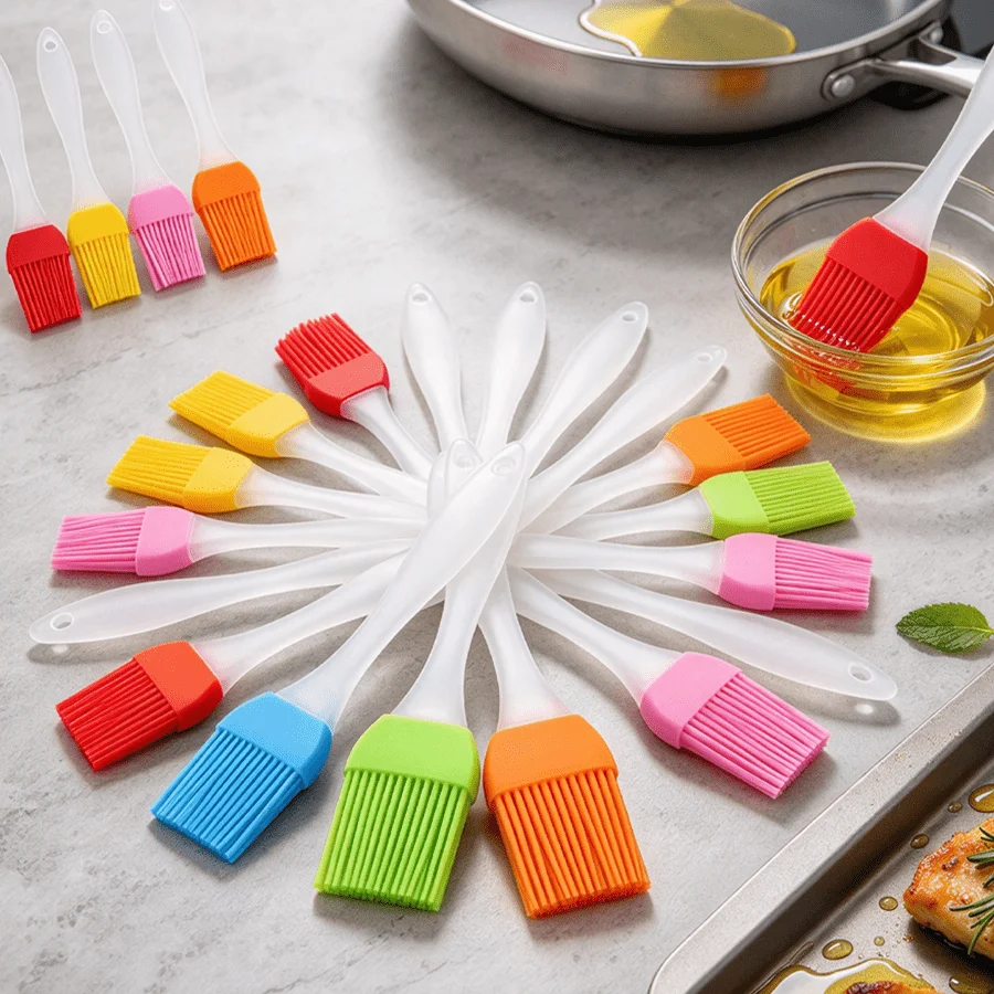 6/36pcs Colorful Silicone Basting Brushes Clear Handle Heat Resistant Non-Stick Oil Brush for BBQ Grilling Baking Cooking XJM